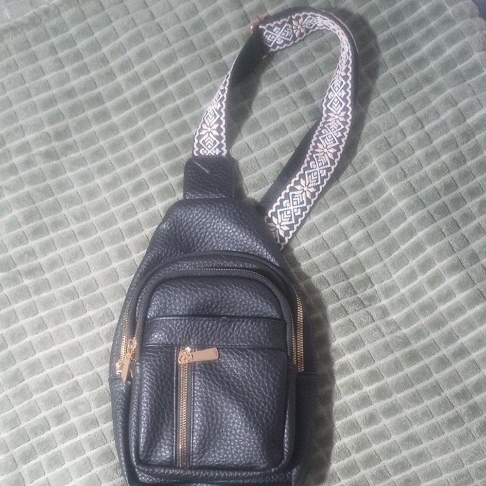 Black Leather Sling Bag
